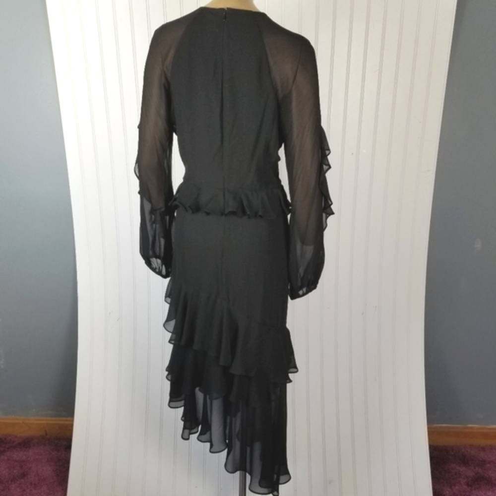 Cooper St Tiered Dress Size 10 Black Lined Asymmetric Long Sleeve Sleeve Ruffles - Picture 3 of 12